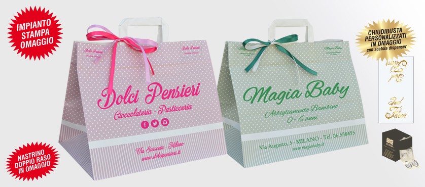 Shopper personalizzate da pasticceria FANTASIA POIS